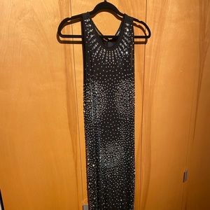 Fashion Nova Floor Length Crystal Mesh Dress